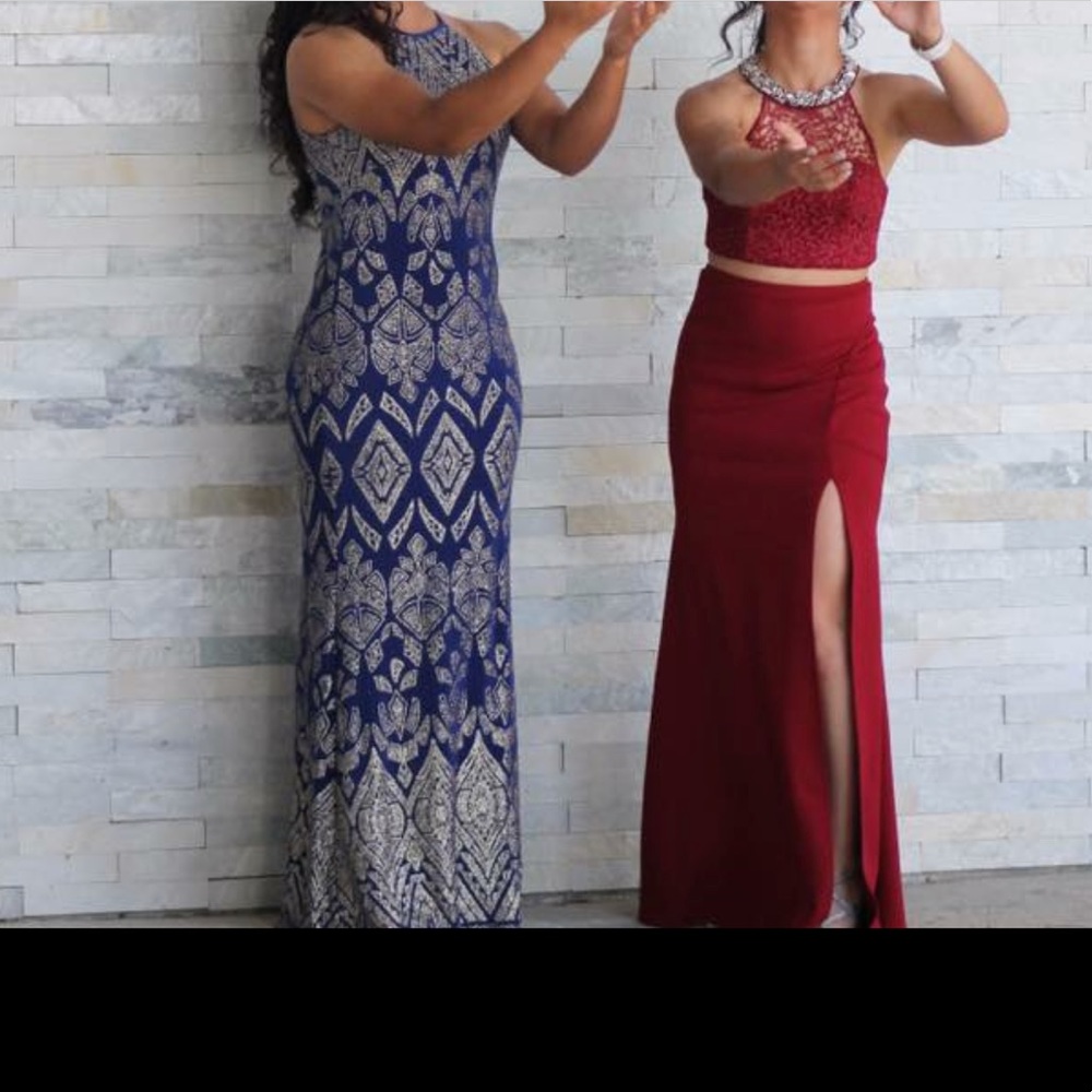 cardinal & navy blue prom dress (READ DESCRIPTION)
